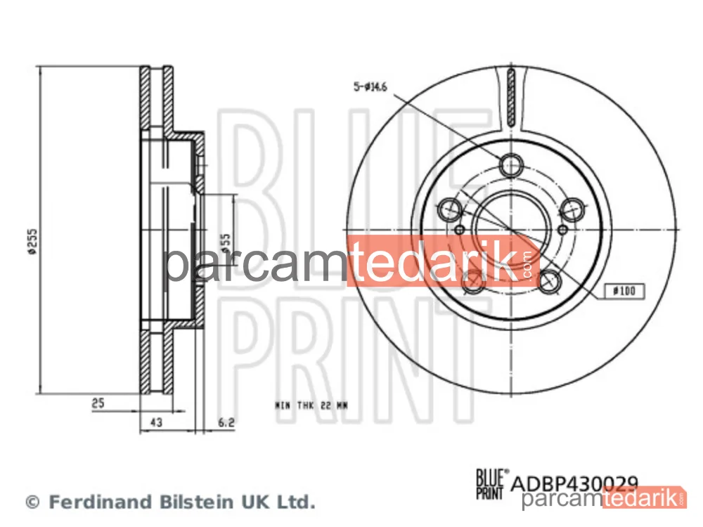 BLUEPRINT ADBP430029 | Fren Diski — Toyota Corolla, Toyota Prius, Toyota Prius PHV
