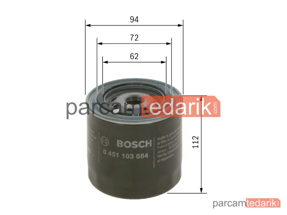 BOSCH 0451103084 | Yağ Filtresi — VW Transporter T2, Porsche 914, VW 411,412
