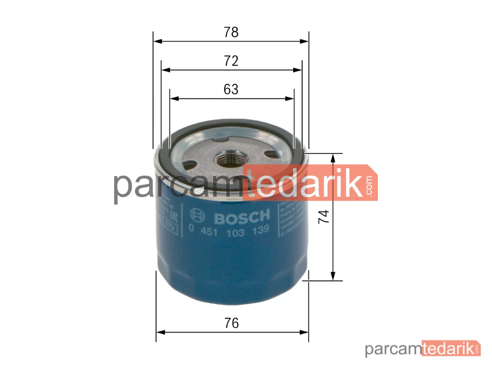 BOSCH 0451103139 | Yağ Filtresi — Talbot 1307-1510, Talbot Simca 1000, Talbot Horizon