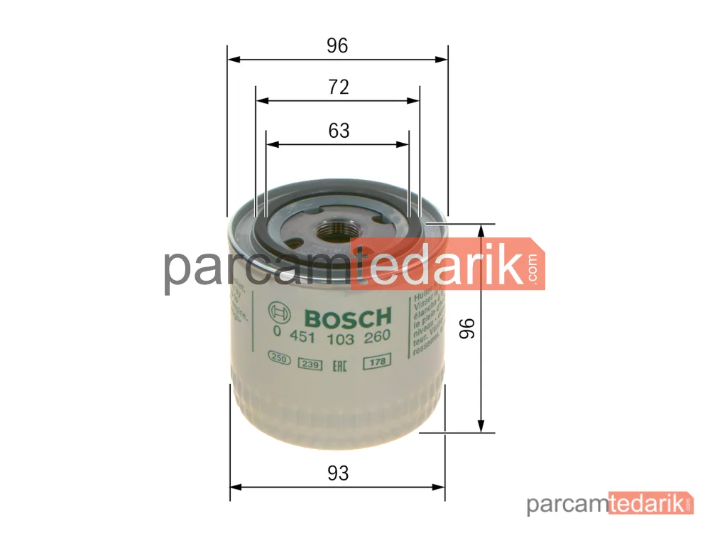 BOSCH 0451103260 | Yağ Filtresi — Volvo S40 I, Volvo V40, Opel Campo