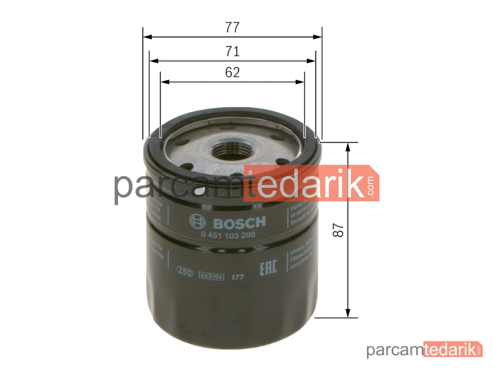 BOSCH 0451103298 | Yağ Filtresi — Ford Escort III, Ford Escort IV, Ford Fiesta II