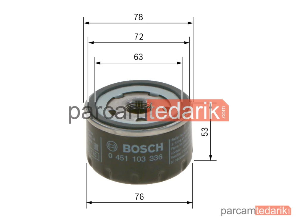 BOSCH 0451103336 | Yağ Filtresi — Renault Megane I, Renault 19 II Chamade, Renault 19 II
