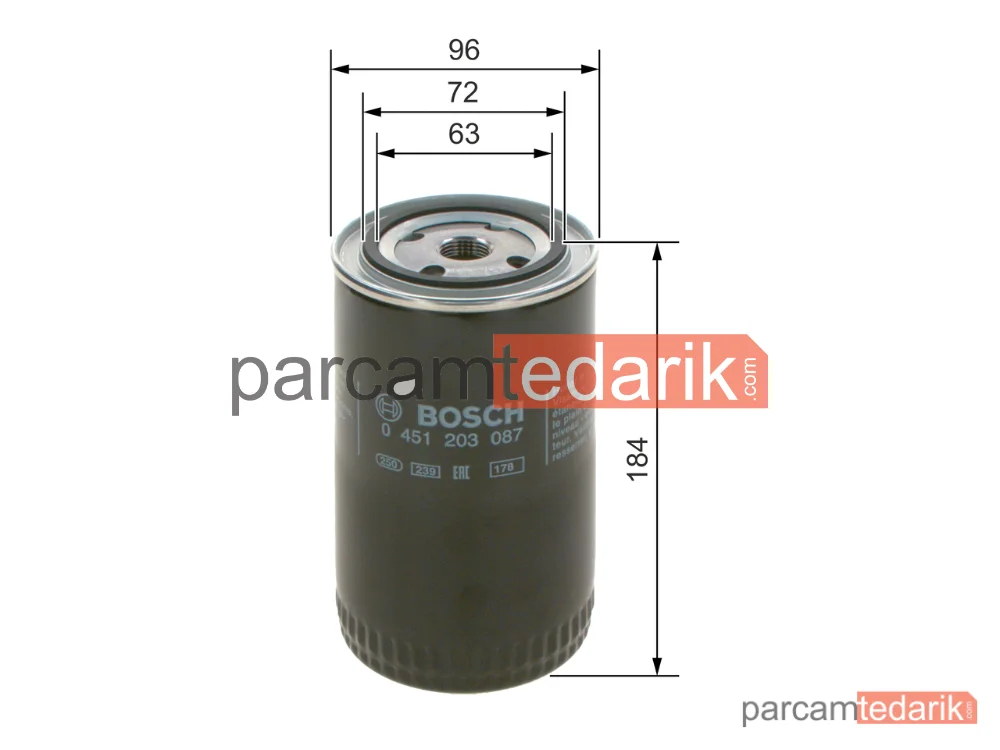 BOSCH 0451203087 | Yağ Filtresi — VW Transporter T4, VW LT 28-35 I, VW California T4 Camper