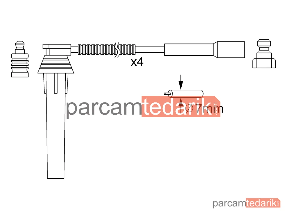 BOSCH 0986357052 | Buji Kablo Seti Silikon Gaz, Chrysler Volga 2.4L PT, Cruiser 2.0 , Voyager 2.4I