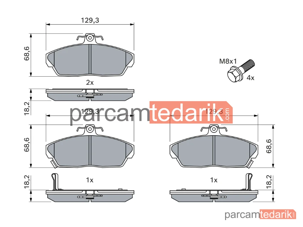 BOSCH 0986424214 | Fren Balatası (Ön) — Rover 200 II, Rover 400 II, Honda Civic VI Fastback