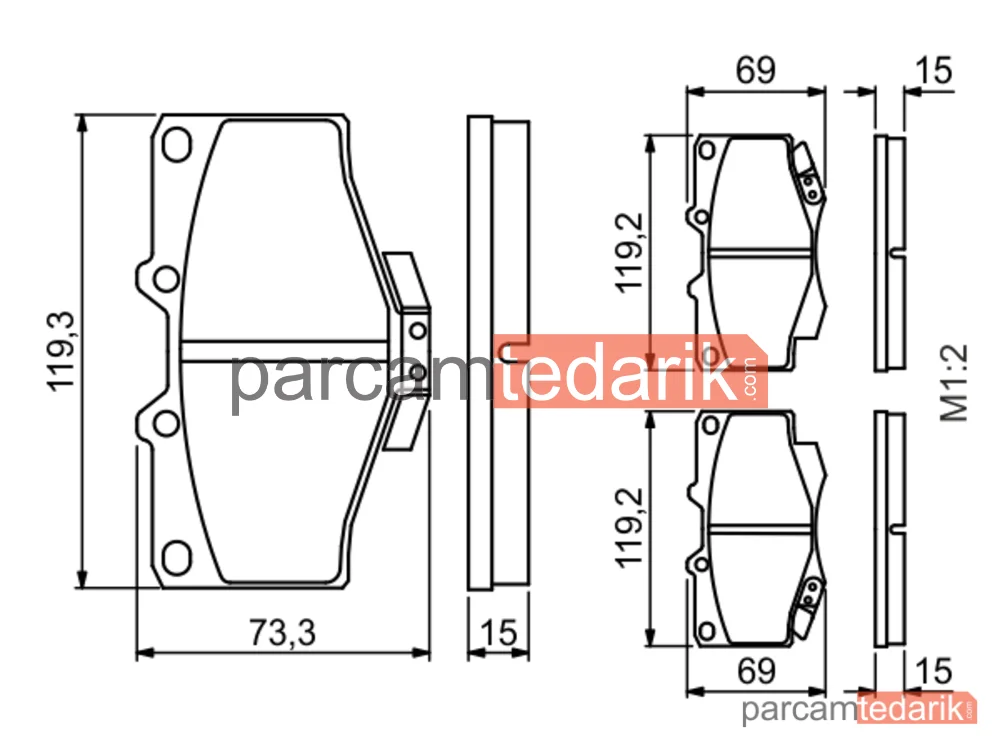 BOSCH 0986424268 | Fren Balatası — Toyota Hilux V Pick-Up, Toyota Hilux VI Pick-Up, Toyota Hilux VII Pick-Up