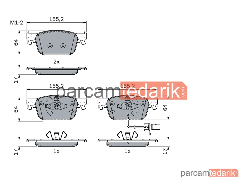 BOSCH 0986424433 | Fren Balatası — Audi A4 B9, Audi A5, Audi A5 Cabrio