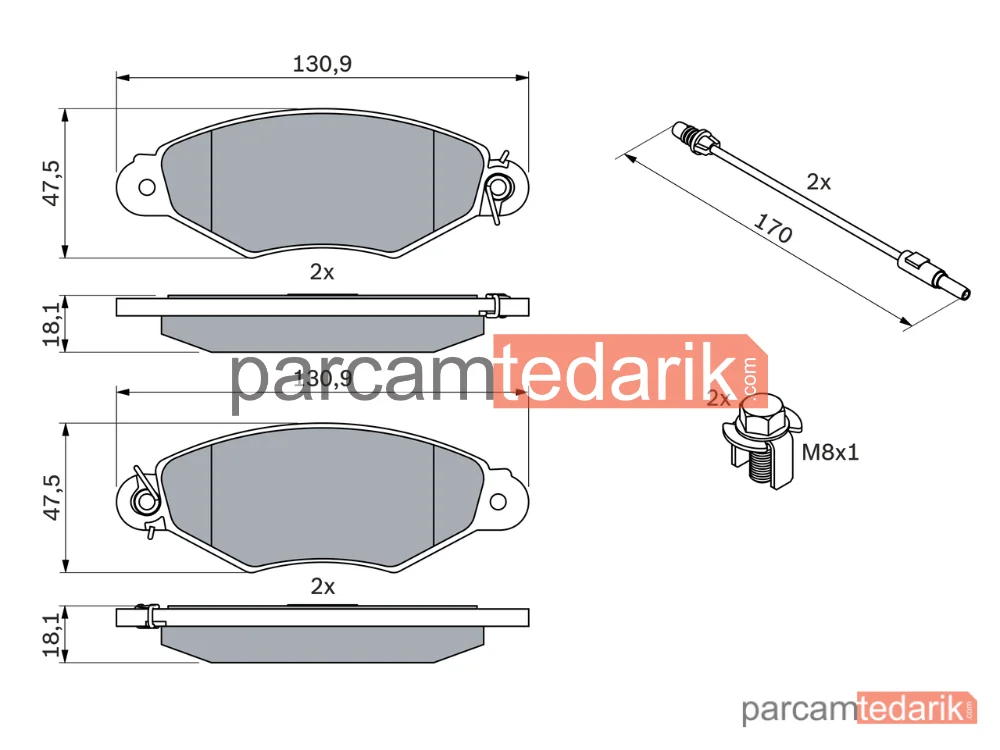 BOSCH 0986424455 | Fren Balatası — Renault Kangoo Express, Renault Kangoo, Nissan Kubistar