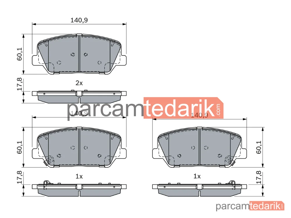 BOSCH 0986424491 | Fren Balatası (Ön) — Hyundai i30 Coupe, Kia Ceed, Hyundai i30