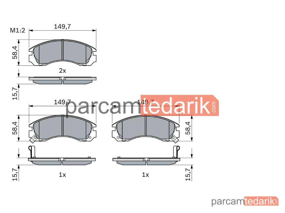 BOSCH 0986424523 | Fren Balatası (Ön) — Mitsubishi Outlander II, Mitsubishi L200, Mitsubishi L400