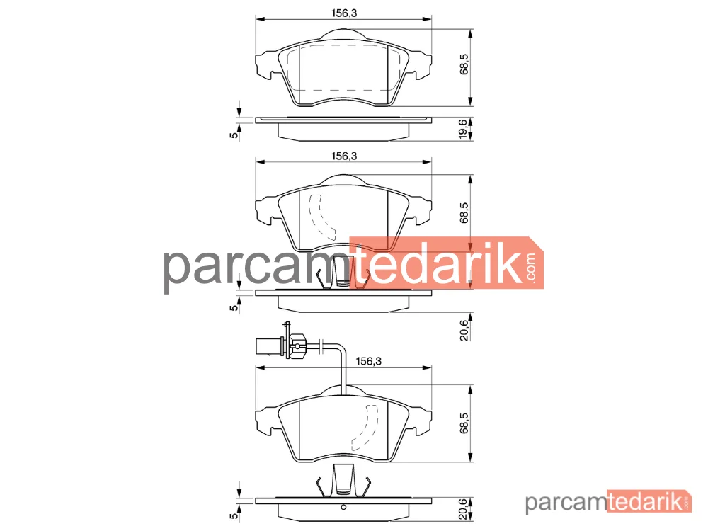 BOSCH 0986424537 | Fren Balatası (Ön) — VW Transporter T4, VW California T4 Camper