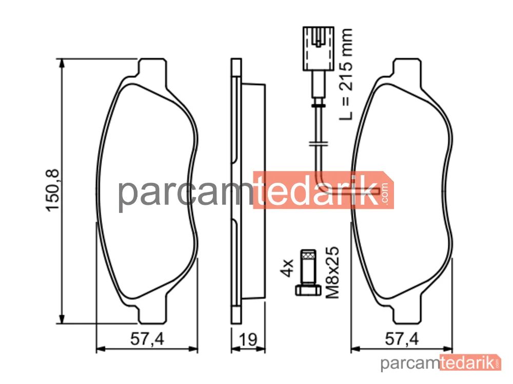 BOSCH 0986424595 | Fren Balatası (Ön) — Fiat Bravo II, Alfa Romeo Mito, Lancia Delta III
