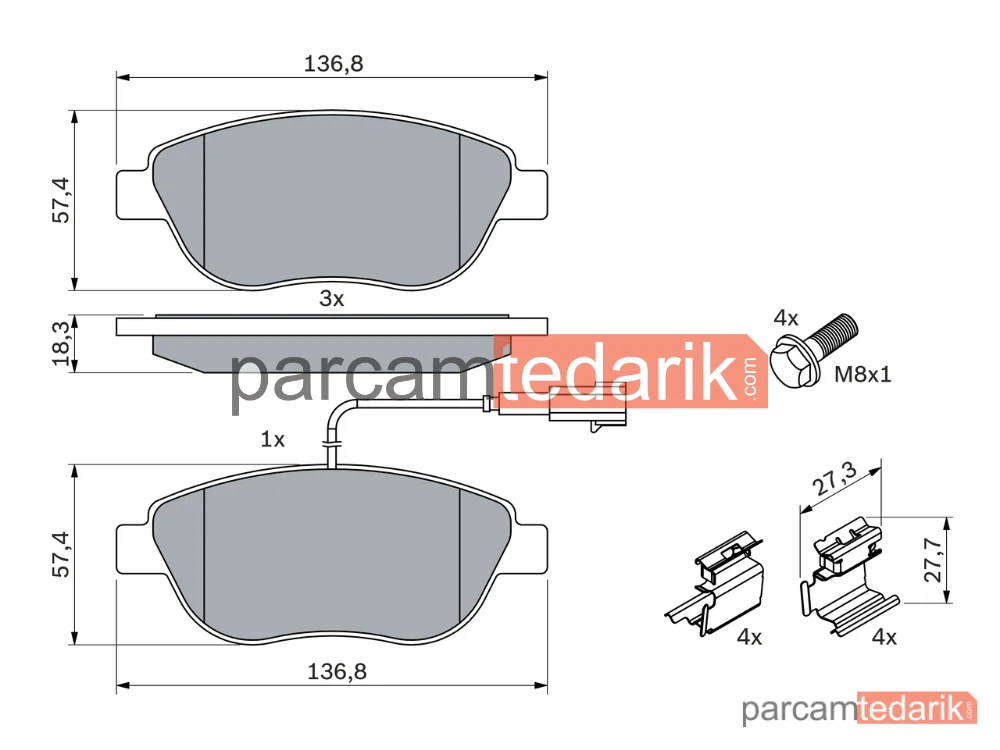 BOSCH 0986424596 | Fren Balatası (Ön) — Fiat Stilo Multi Wagon, Fiat Bravo II, Fiat Grande Punto