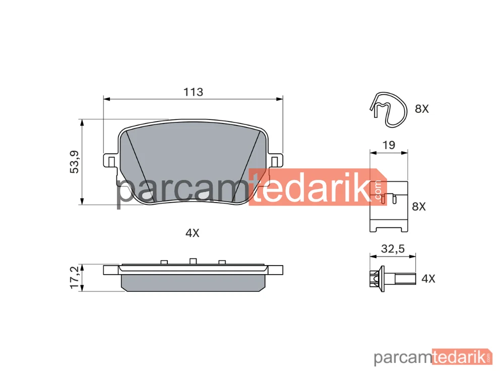 BOSCH 0986424890 | Fren Balatası (Arka) — Mercedes-Benz A-Serisi, Mercedes-Benz B-Serisi