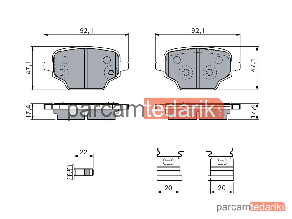 BOSCH 0986460143 | Fren Balatası — Peugeot Partner, Citroen Berlingo