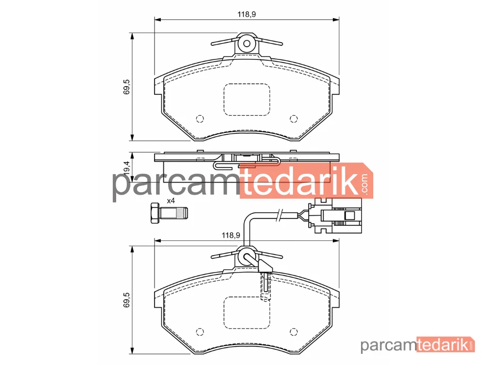 BOSCH 0986460948 | Fren Balatası (Ön) — Audi 80 B3, VW Vento, Audi 90 B3
