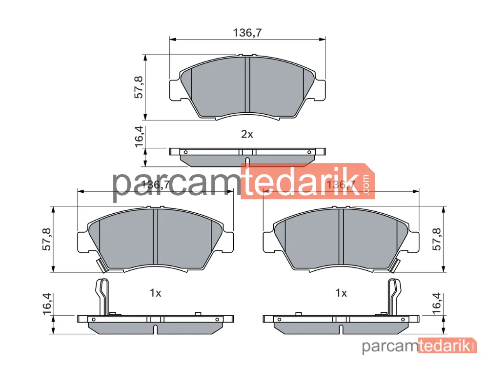 BOSCH 0986461759 | Fren Balatası — Honda Civic VI, Honda Civic VII, Honda Civic V