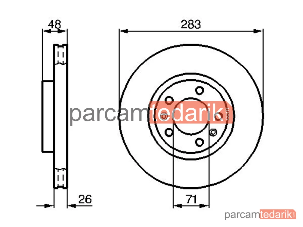 BOSCH 0986478125 | Fren Diski (Ön, 283 mm) — Citroen XM, Citroen XM Break, Peugeot Partner