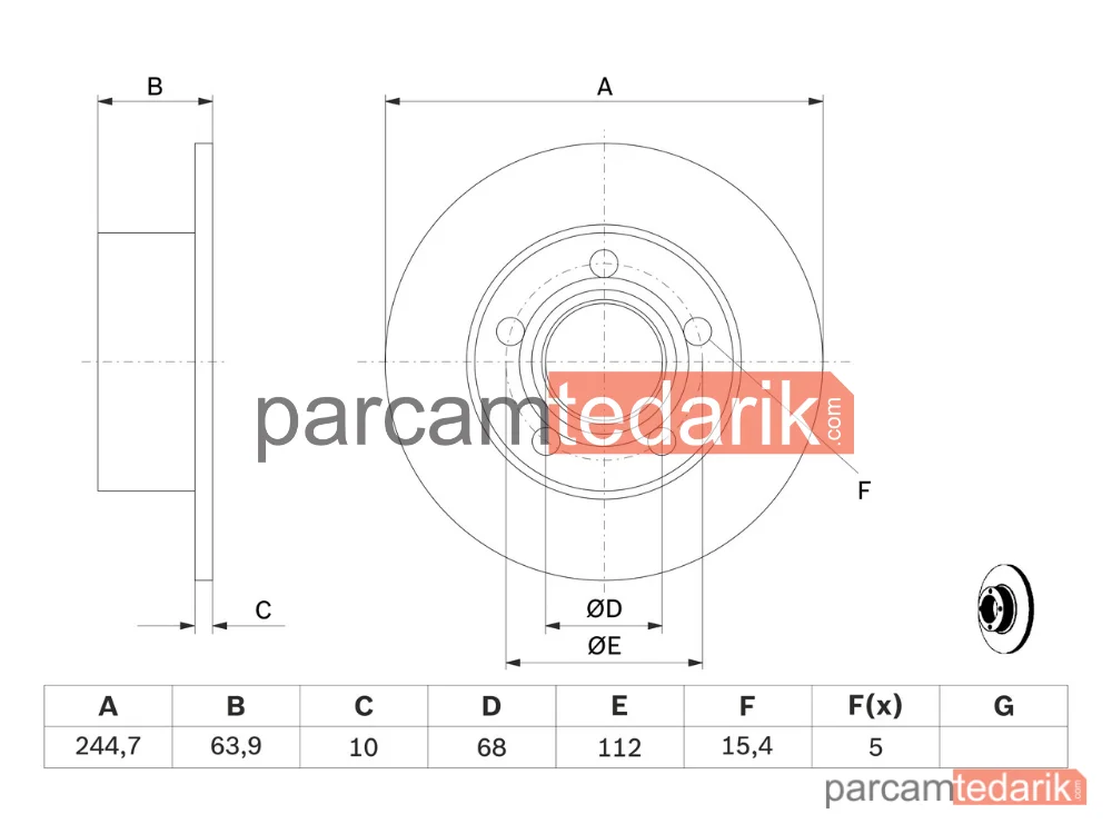 BOSCH 0986479B22 | Fren Diski (Arka)