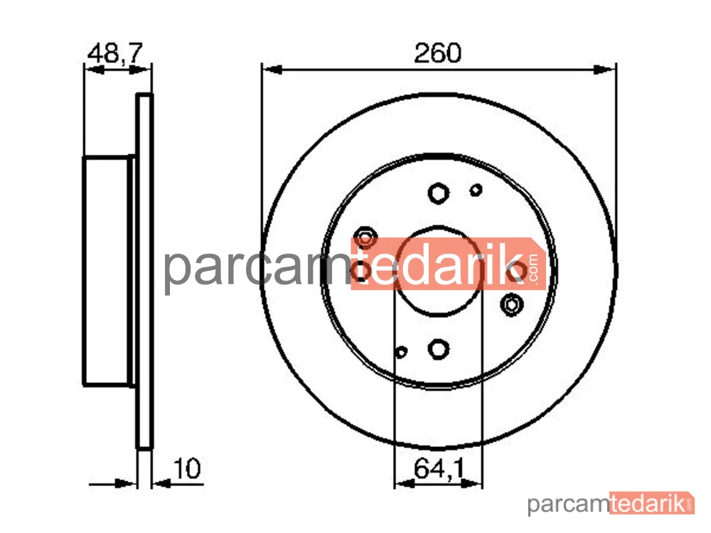 BOSCH 0986478172 | Fren Diski (Arka, 260 mm) — Honda Accord V, Rover 600 I, Honda Accord IV