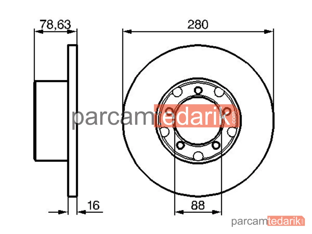 BOSCH 0986478201 | Fren Diski (Ön, 279.8 mm) — Mercedes-Benz T1, Mercedes-Benz T1/TN, Mercedes-Benz T2/LN1
