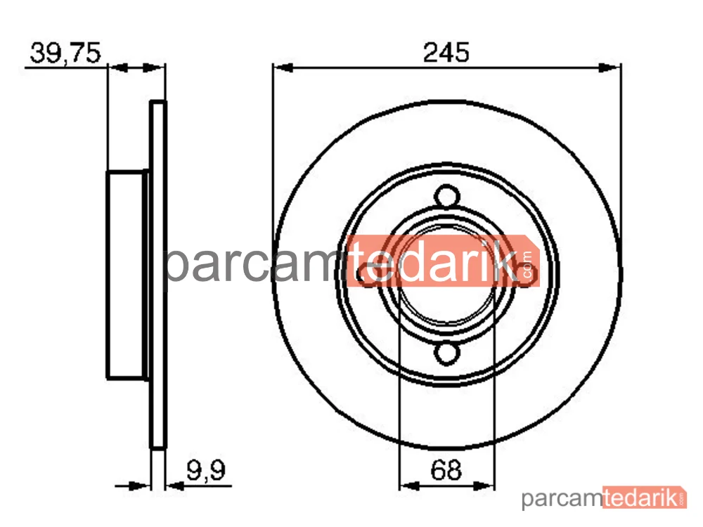 BOSCH 0986478216 | Fren Diski (Arka, 244.9 mm) — Audi 80 B3, Audi Coupe B3, Audi 80 B4