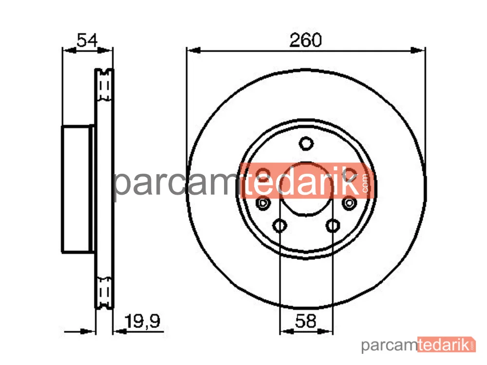 BOSCH 0986478218 | Fren Diski (Ön, 260 mm) — Citroen CX I, Citroen CX II, Citroen CX I Break