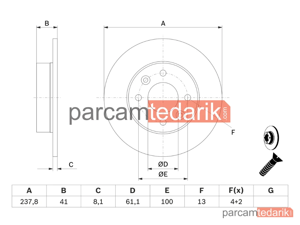 BOSCH 0986478273 | Fren Diski (238 mm) — Renault Rapid, Renault Express