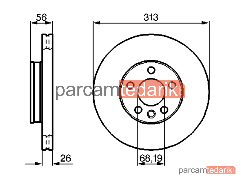 BOSCH 0986478296 | Fren Diski (Ön, 313 mm) — VW Transporter T4, VW California T4 Camper, Seat Alhambra