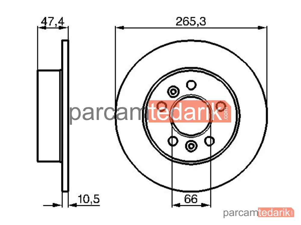 BOSCH 0986478305 | Fren Diski (Arka, 265.3 mm) — Renault Espace III, Renault Avantime