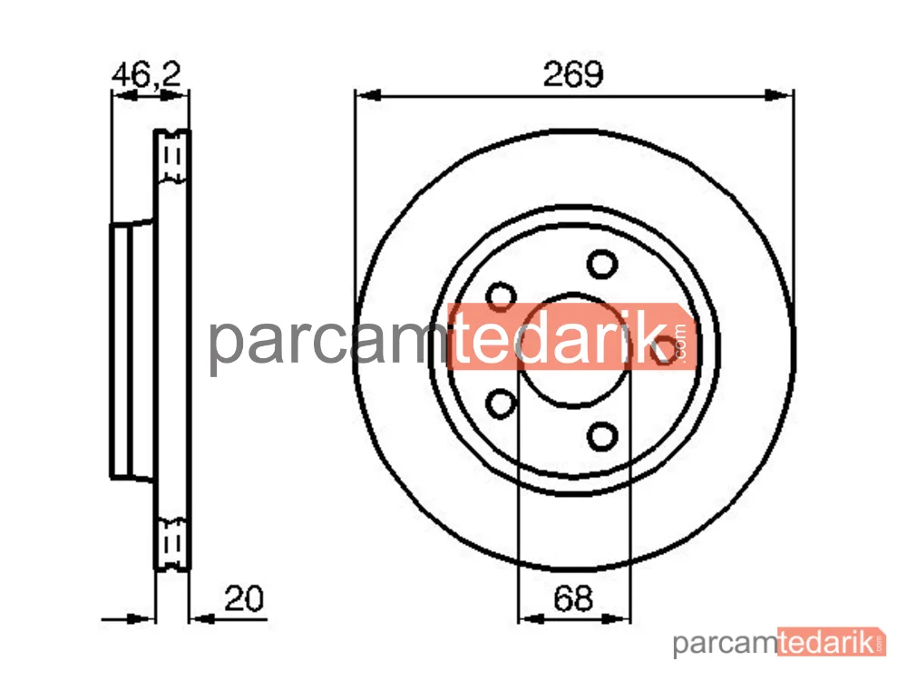 BOSCH 0986478316 | Fren Diski (Arka) — Audi 100 C3, Audi 200 C3, Audi A8 D2
