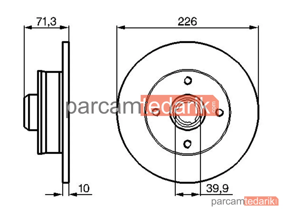 BOSCH 0986478331 | Fren Diski (Arka, 226 mm) — VW Golf II, Seat Toledo I, VW Jetta II