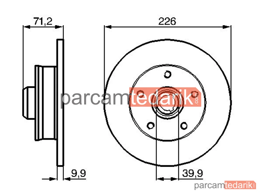 BOSCH 0986478332 | Fren Diski (Arka, 226 mm) — Seat Toledo I, VW Vento, VW Golf III