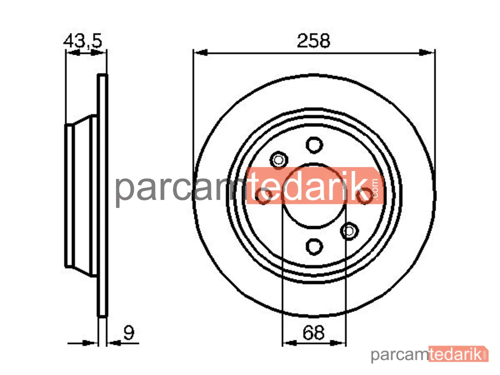 0986478374 | Fren Diski (Arka, 258 mm) — Saab 9000, Saab 900 I, Saab 900 I Combi Coupe