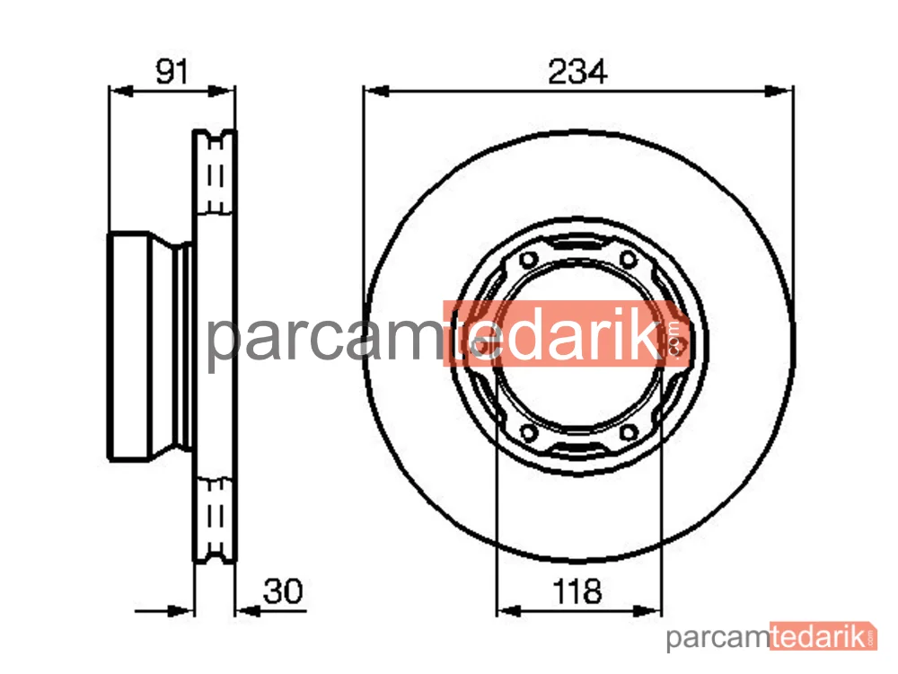 BOSCH 0986478407 | Fren Diski (Ön, 323.8 mm) — Mercedes-Benz T2/LN1