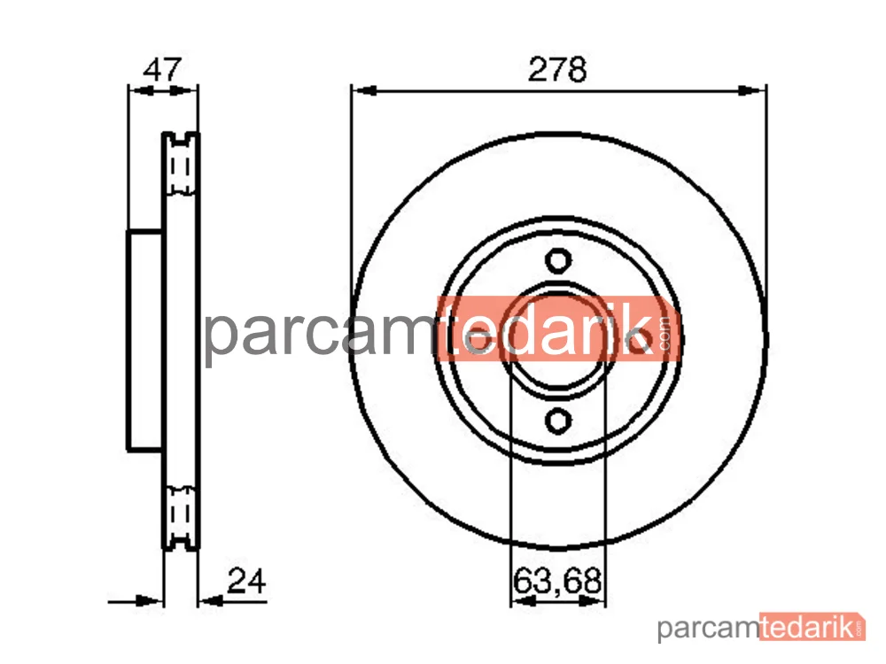 BOSCH 0986478427 | Fren Diski (Ön, 278 mm) — Ford Mondeo I, Ford Cougar, Ford Mondeo II