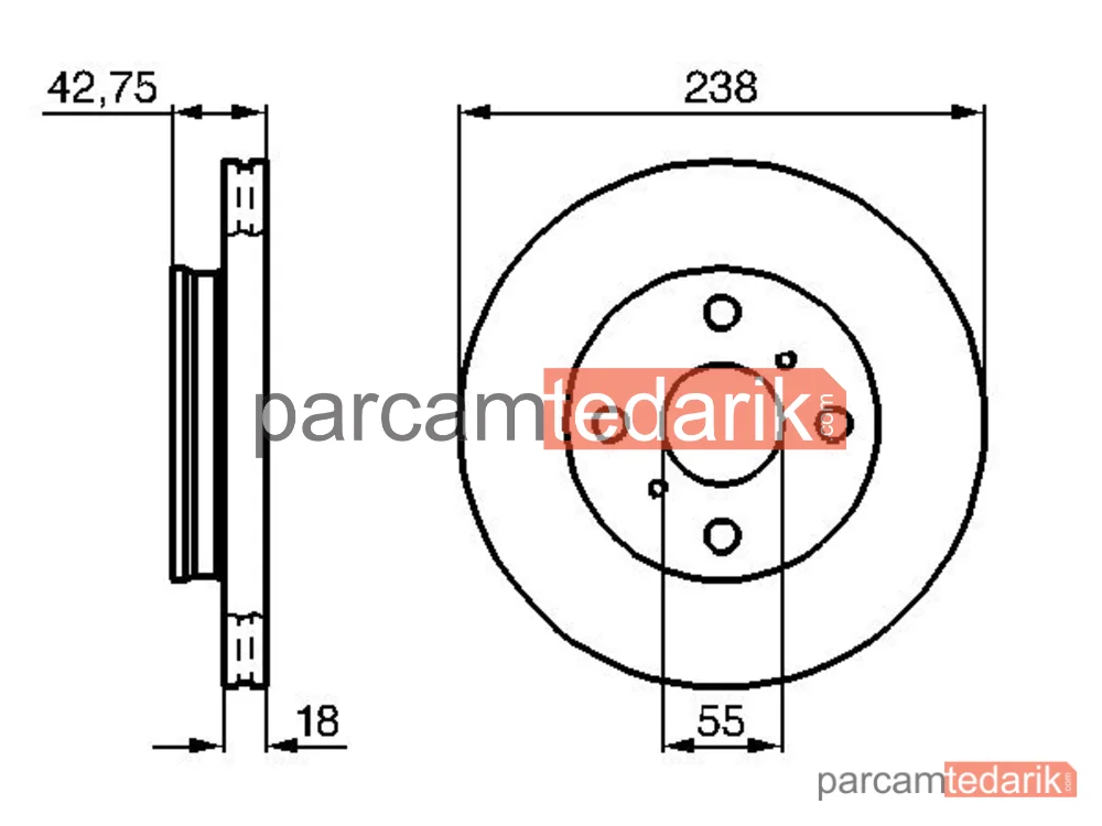 BOSCH 0986478438 | Fren Diski (Ön, 238 mm) — Toyota Starlet