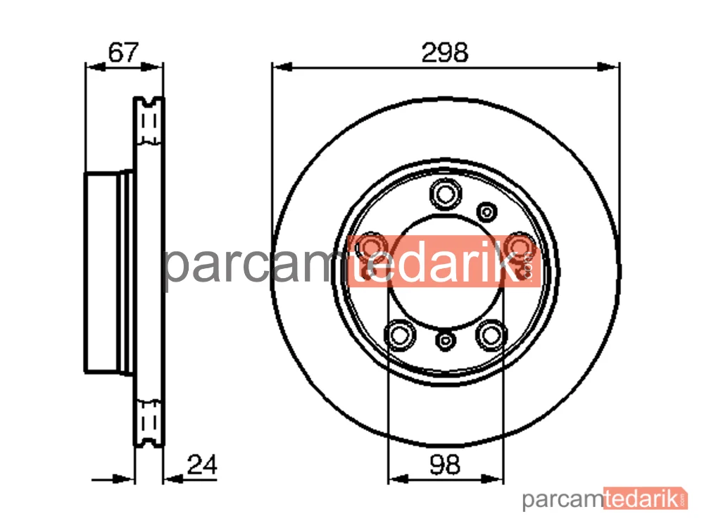 BOSCH 0986478477 | Fren Diski (Ön, 298 mm) — Porsche Boxster