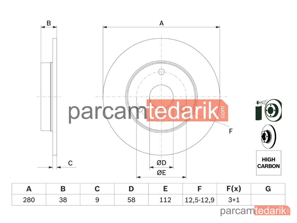 BOSCH 0986478479 | Fren Diski (Arka, 280 mm) — Smart City-Coupe, Smart Cabrio, Smart Roadster Coupe