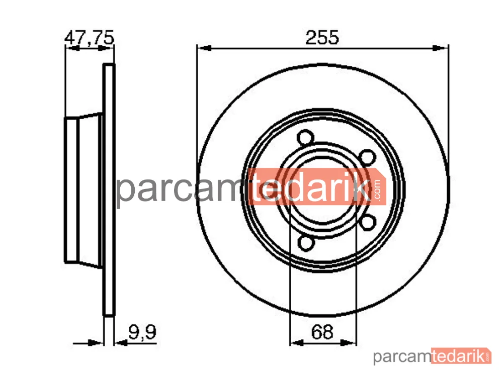 BOSCH 0986478480 | Fren Diski (Arka, 255 mm) — Audi A6 C5, Audi Allroad C5