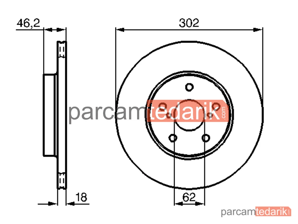 BOSCH 0986478490 | Fren Diski (Ön, 301.7 mm) — Toyota Rav 4 I, Toyota Rav 4 I Cabrio