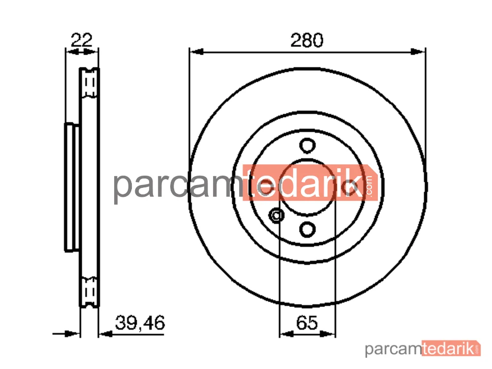 BOSCH 0986478508 | Fren Diski (Ön, 280 mm) — Seat Ibiza II, Seat Cordoba, Seat Toledo I