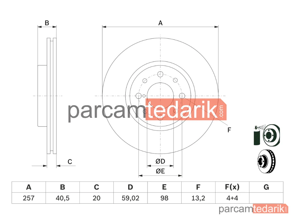 BOSCH 0986478515 | Fren Diski (Ön, 18.2 mm) — Fiat Tempra S.w., Alfa Romeo 155, Fiat Marea
