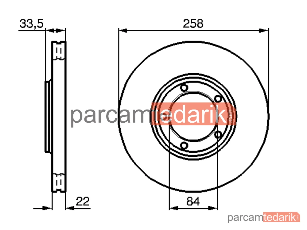 BOSCH 0986478530 | Fren Diski (Ön, 258 mm) — Mitsubishi L 300 III