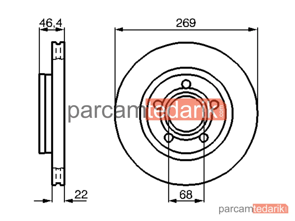 BOSCH 0986478574 | Fren Diski (Arka, 269 mm) — Audi A8 D2