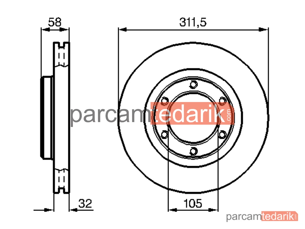 BOSCH 0986478580 | Fren Diski (Ön, 311.4 mm) — Toyota Land Cruiser 80