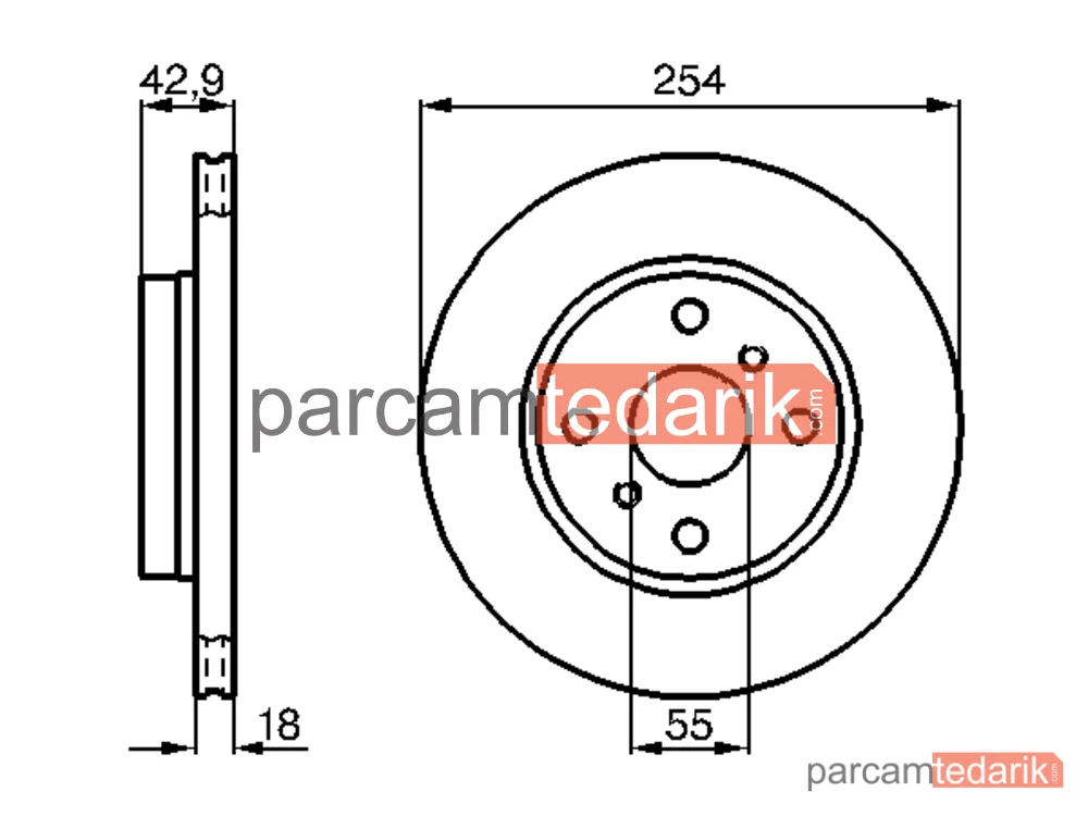 BOSCH 0986478585 | Fren Diski (Ön, 254 mm) — Toyota Paseo Cabrio, Toyota Paseo Coupe, Toyota Starlet