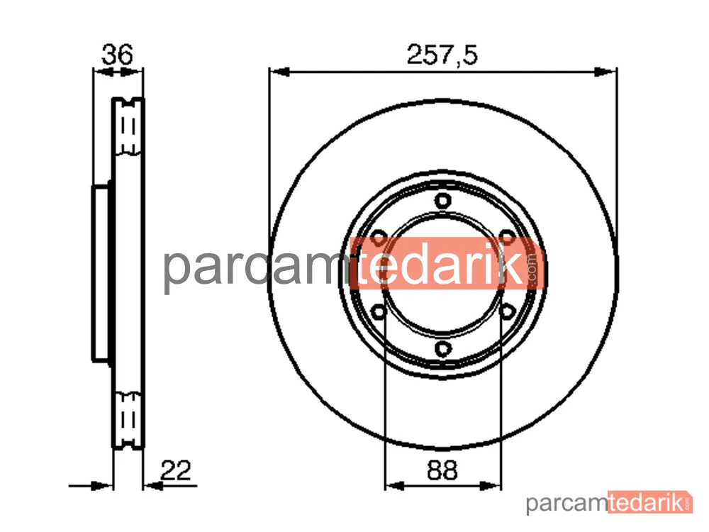 BOSCH 0986478596 | Fren Diski (Ön, 257.5 mm) — Opel Campo, Opel Frontera A, Opel Frontera A Sport