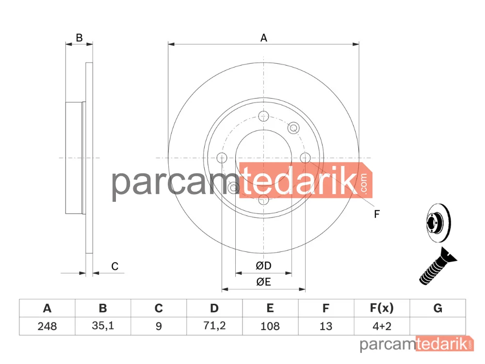 BOSCH 0986479B40 | Fren Diski (Arka)