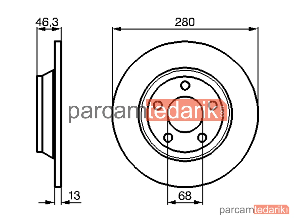 BOSCH 0986478615 | Fren Diski (Ön, 280 mm) — Audi A4 B5